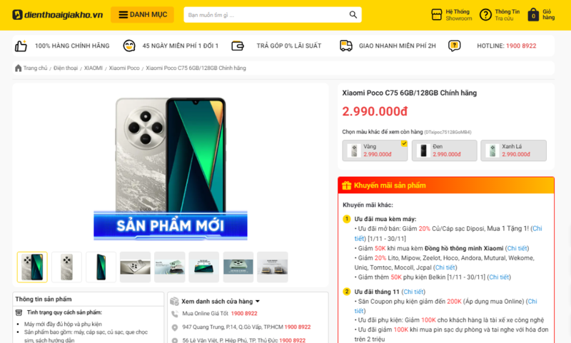 Mua Xiaomi POCO C75 chính hãng, giá tốt tại Điện Thoại Giá Kho