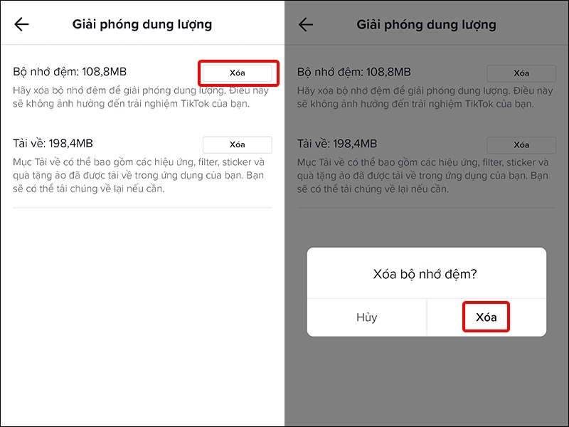Xóa bộ nhớ cache và dữ liệu của ứng dụng TikTok