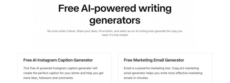 Copy.ai – AI cho copywriting