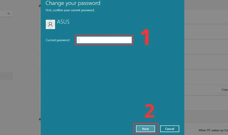 Nhập vào Current Password