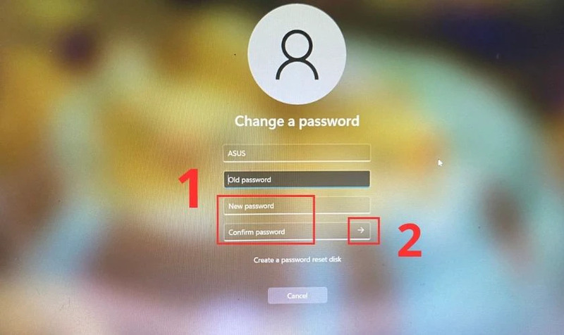 Nhập mật khẩu cũ vào ô Old password