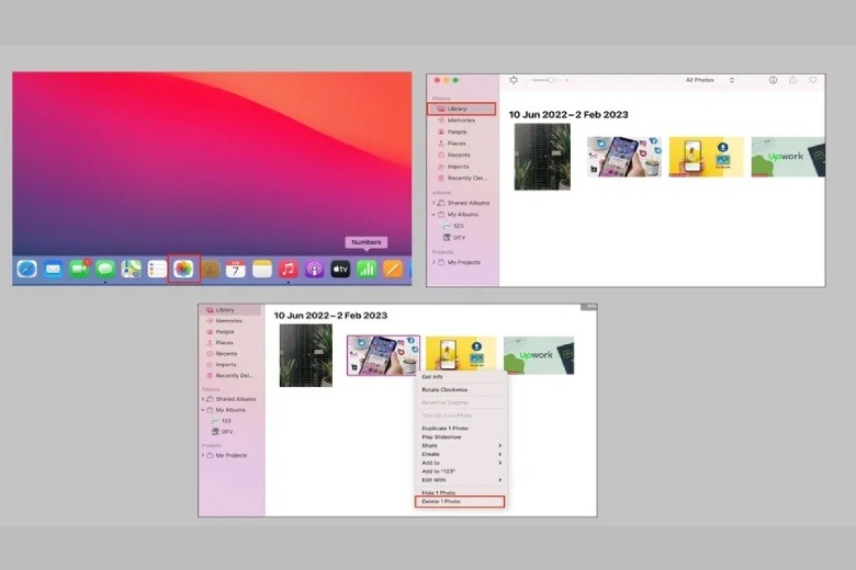 Cách xóa ảnh trên Macbook ở thư viện ảnh