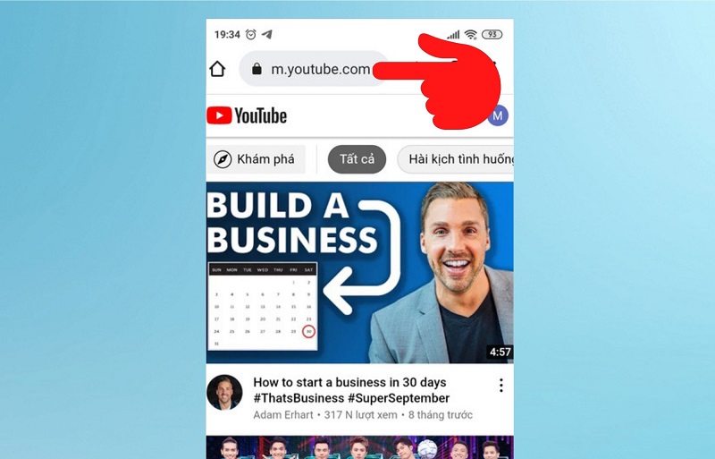 Vào địa chỉ Youtube dành cho điện thoại