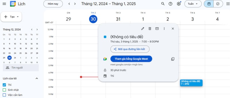 Sử dụng Google Calendar để tạo link Google Meet 2