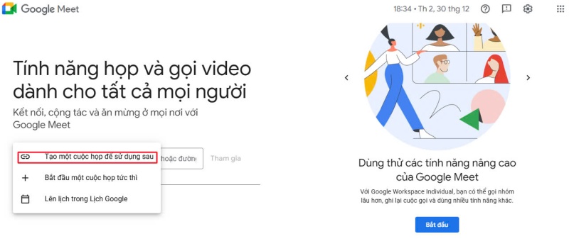 Hướng dẫn cách tạo link Google Meet trên máy tính 2