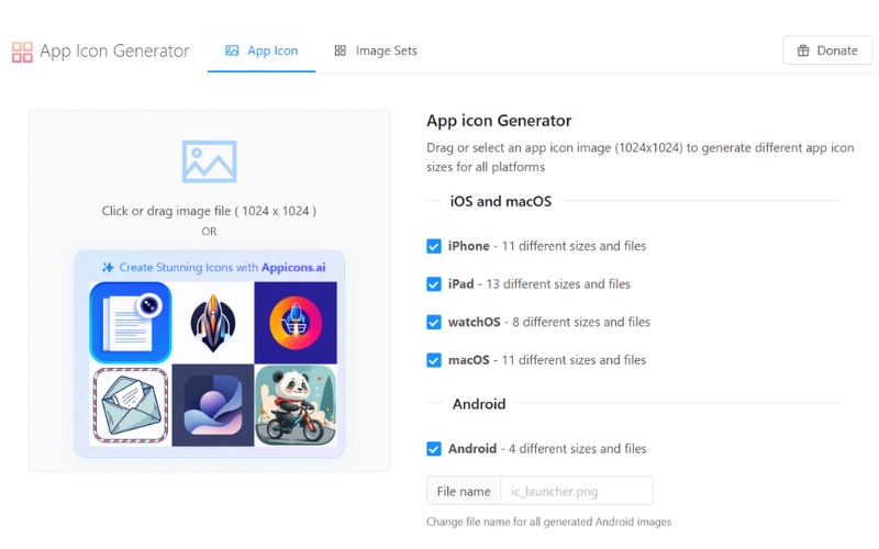 Sử dụng Launcher Icon Generator để tạo icon