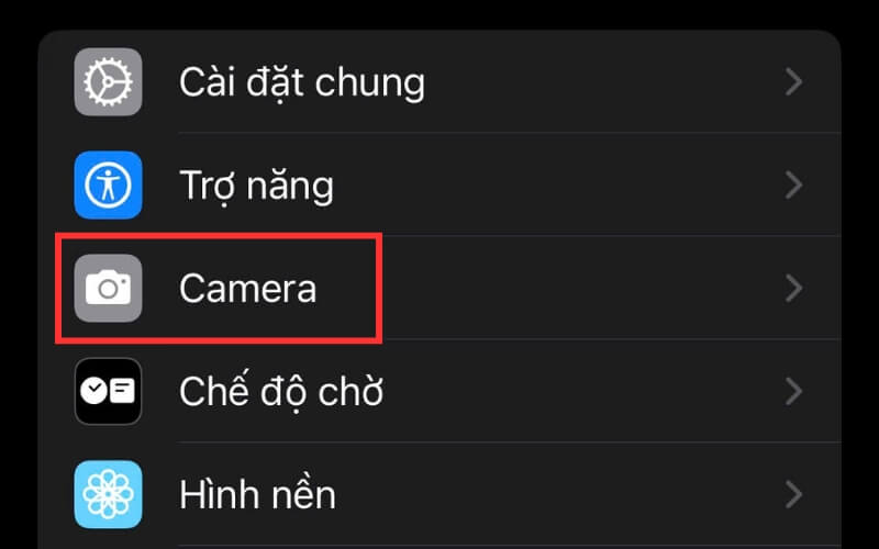 Tìm và chọn Camera để truy cập