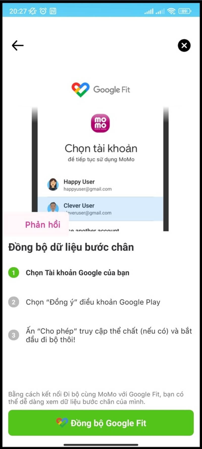 Hướng dẫn đồng bộ bước chân trên Momo trên Android 2