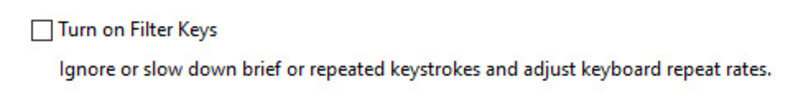 Tắt tính năng Filter Keys 5