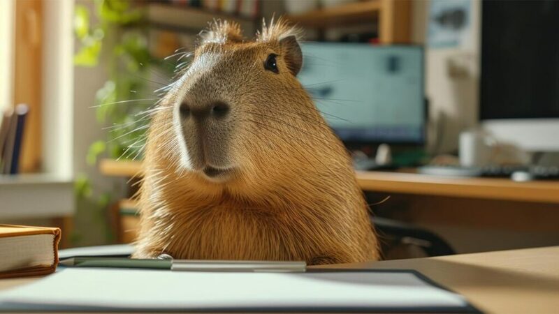 mẫu hình nền capybara cute cho máy tính