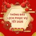 lịch phục vụ Tết Nguyên Đán 2025