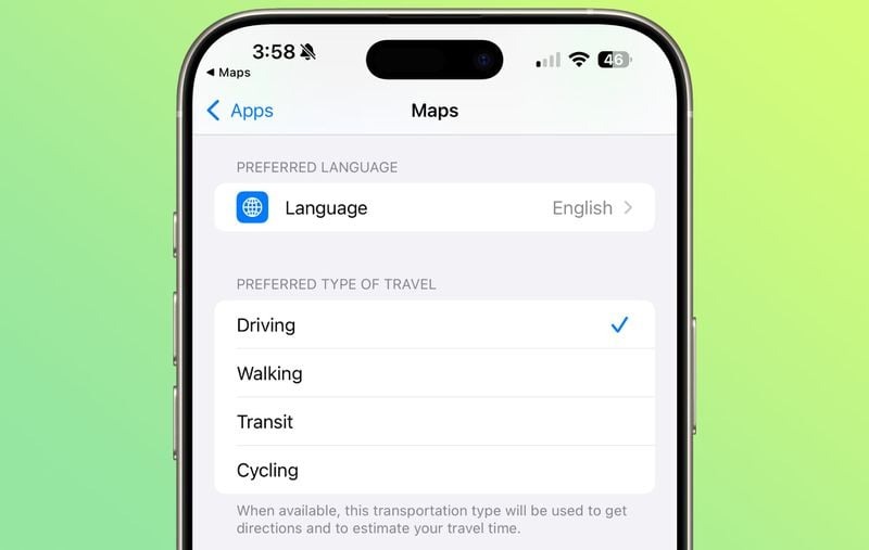 Tùy chọn ngôn ngữ trong Apple Maps