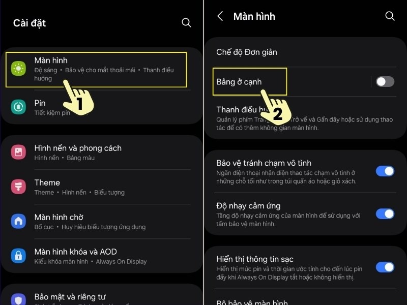 Sử dụng Bảng ở cạnh (Edge panel)