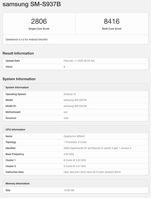 S25 Edge Snapdragon 8 Elite 