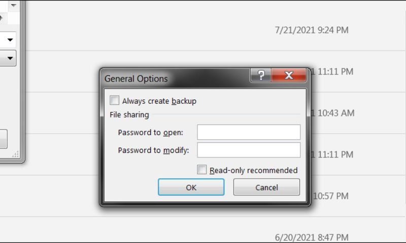 tạo mật khẩu cho file excel
