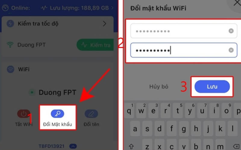 Nhập mật khẩu WiFi mới