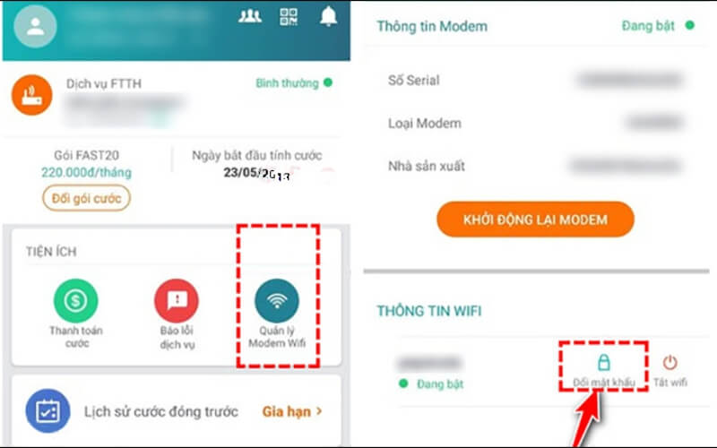 Truy cập cài đặt WiFi và đổi mật khẩu