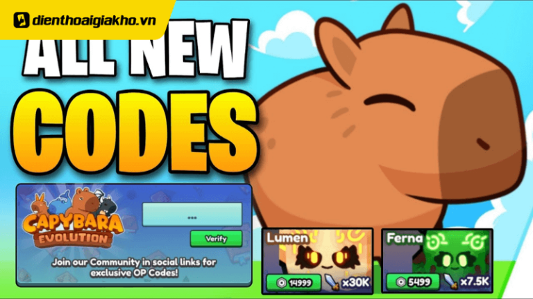 Full Code Capybara Evolution mới nhất 01/2026 và cách nhập