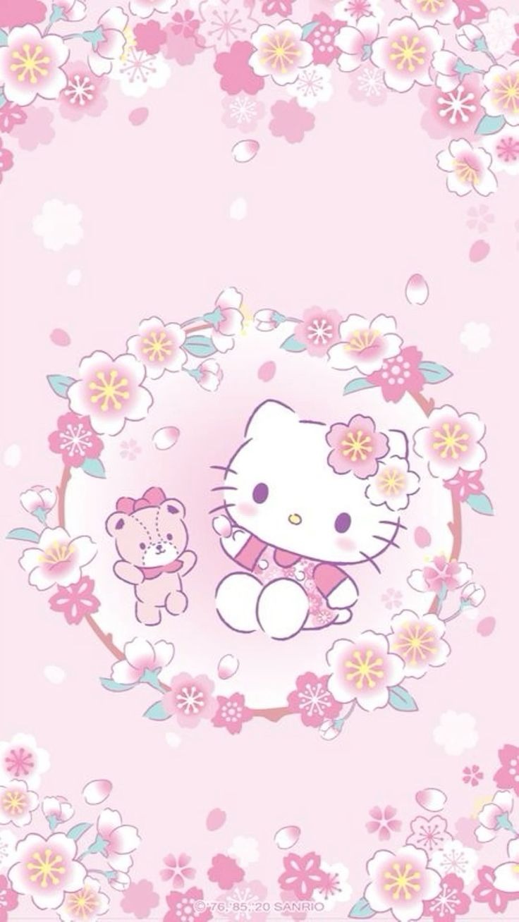 Hình nền Hello Kitty hoa anh đào