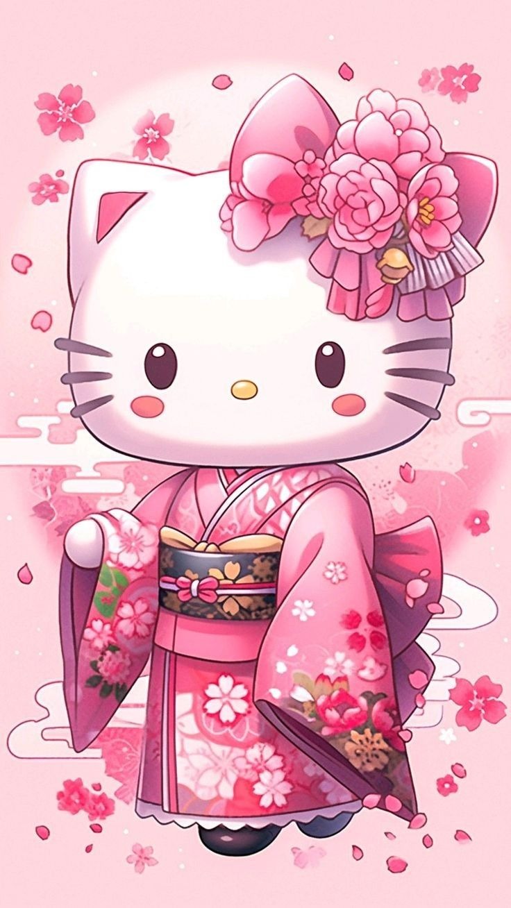 Hình nền Hello Kitty hoa anh đào