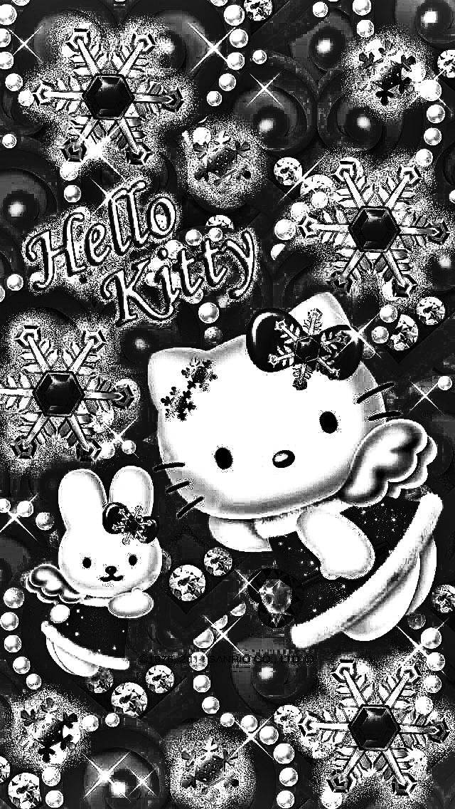 Hình nền Hello Kitty đen trắng