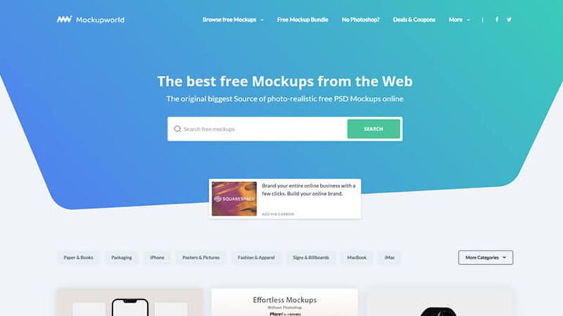 Trang web tìm kiếm mockup đẹp