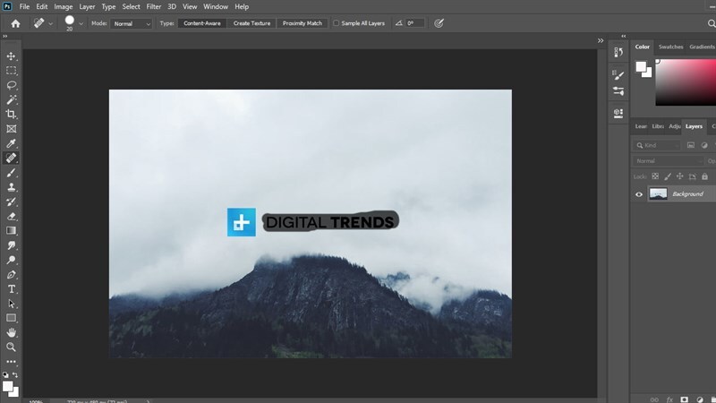 Điều chỉnh kích thước đầu cọ sao cho phù hợp với kích cỡ watermark