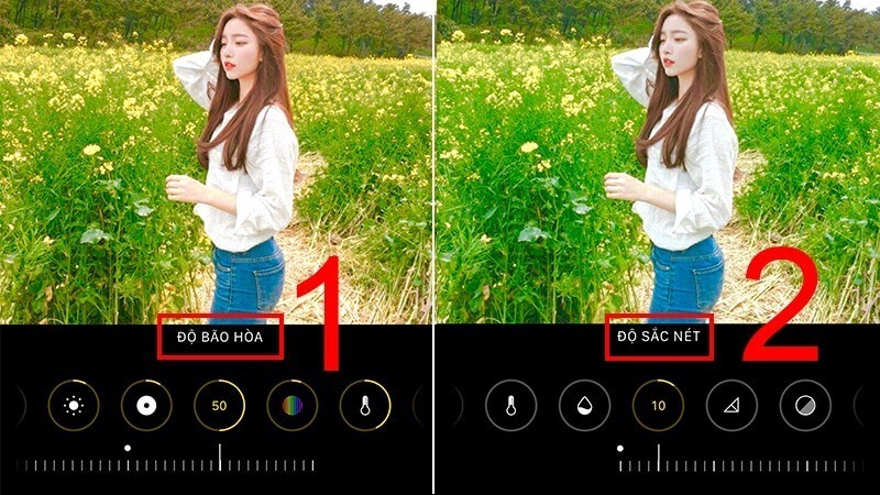 độ bão hoà và độ sắc nét