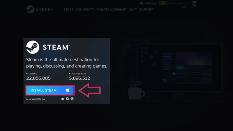 Truy cập trang chủ chính thức của Steam