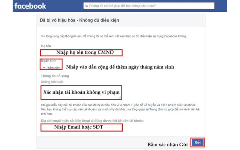 Khôi phục tài khoản khi bị khóa do nghi ngờ mạo danh