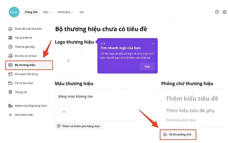 Mở mục Bộ thương hiệu