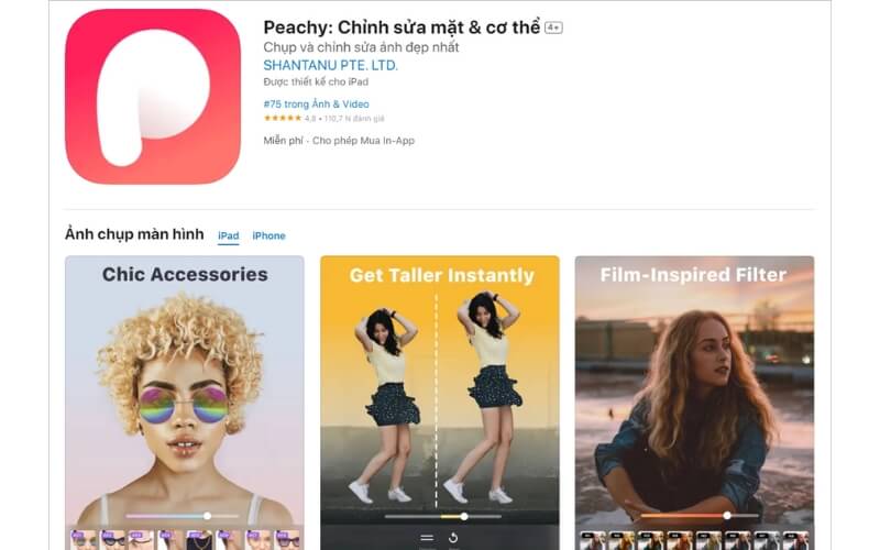 Peachy ứng dụng chỉnh sửa kéo chân