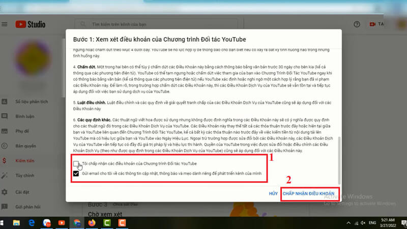 Hướng dẫn bật kiếm tiền trên YouTube 2