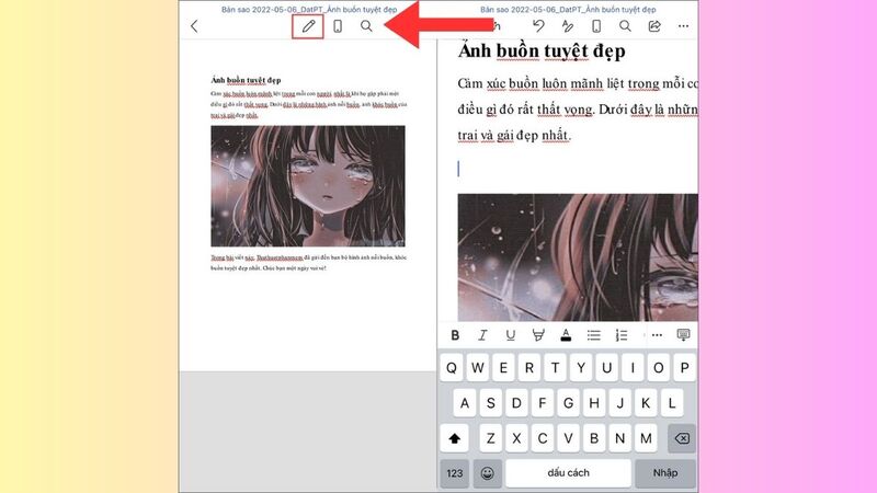 Chọn biểu tượng chèn hình ảnh