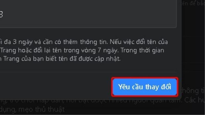 hoàn tất đổi tên Fanpage Facebook