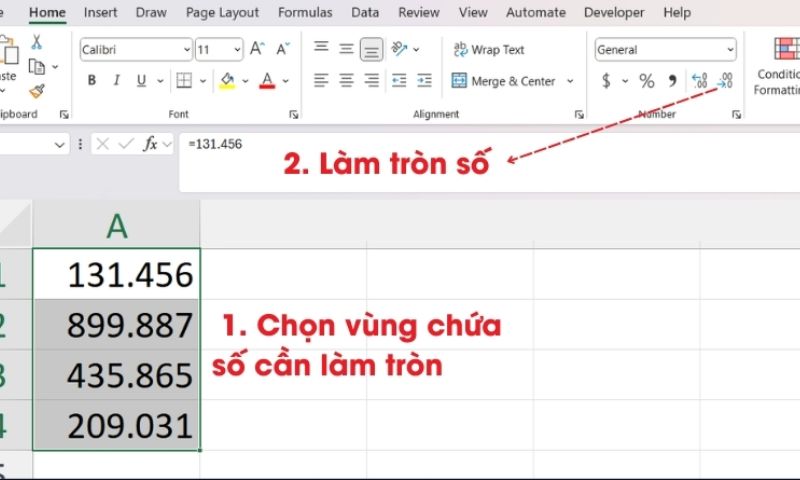 Cách làm tròn số trong Excel mà không cần dùng hàm