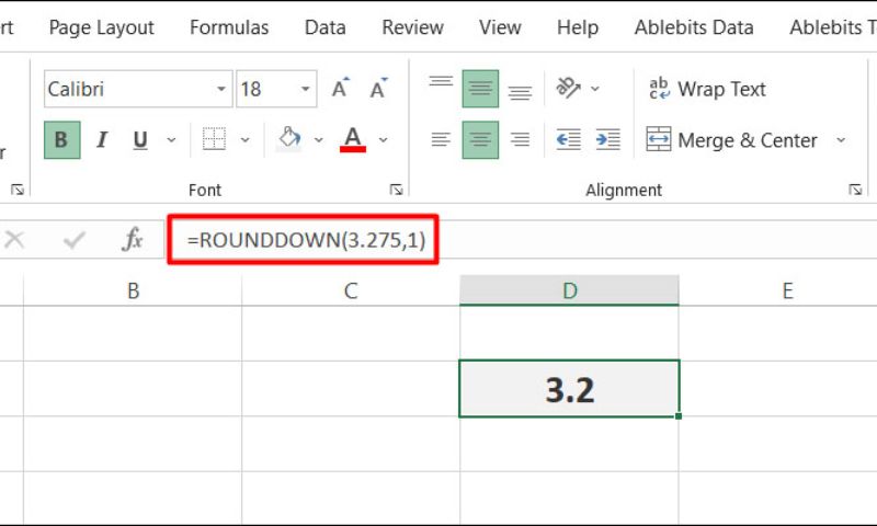 Cách làm tròn số trong Excel với hàm ROUNDDOWN