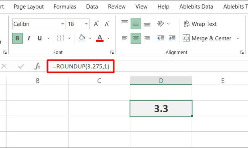 Cách làm tròn số trong Excel với hàm ROUNDUP