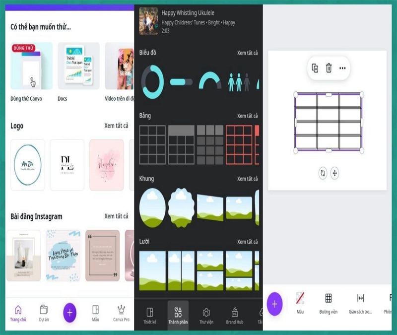 cách tạo bảng trong Canva trên điện thoại