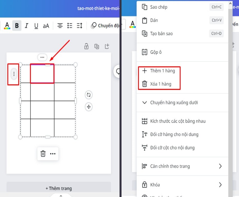 Cách tùy chỉnh bảng trong Canva