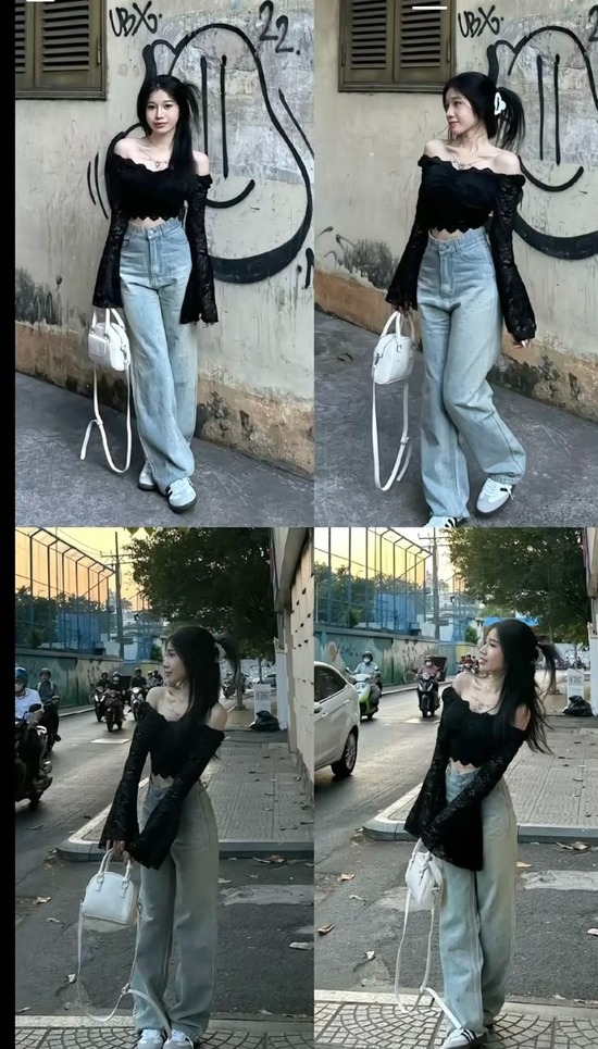 Đá chéo một chân và đưa hai tay sang ngang