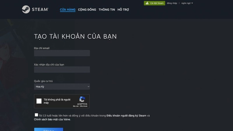 tạo tài khoản Steam bước 3