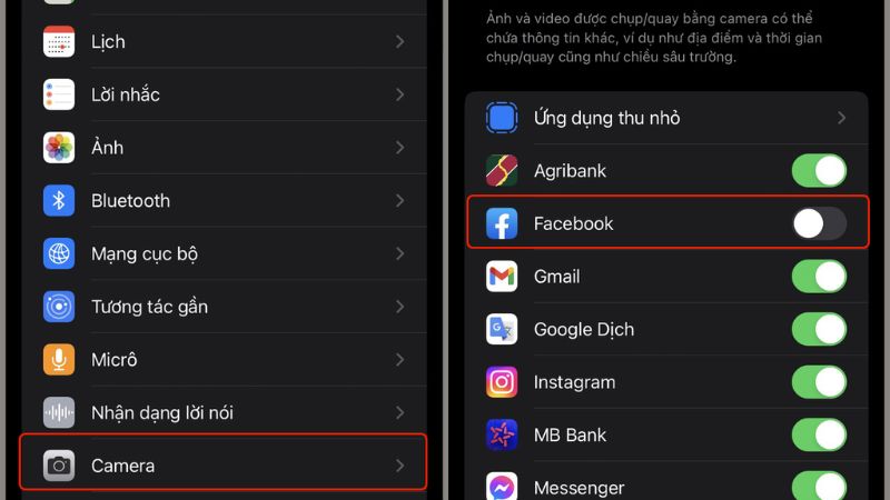 Tắt các ứng dụng nền có quyền truy cập camera