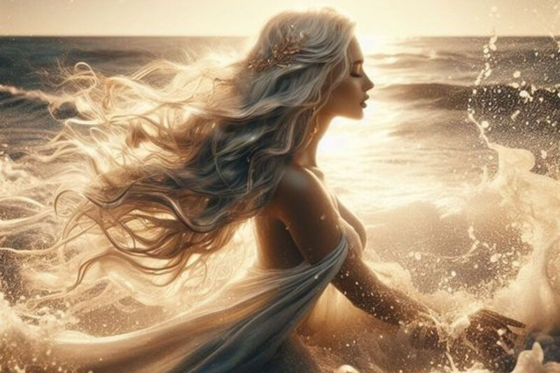 Hình nền nữ thần Aphrodite với biển cả