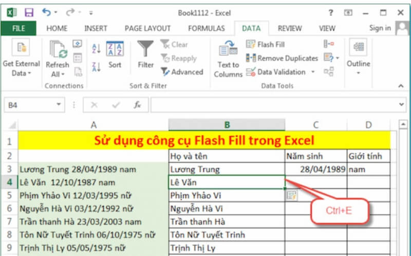 nhấn tổ hợp phím Ctrl + E