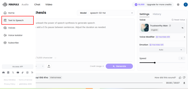 Text to speech