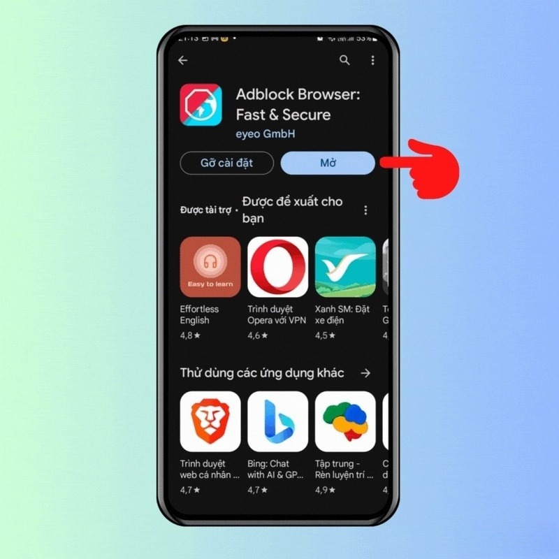 tạo Adblock Browser bước 2