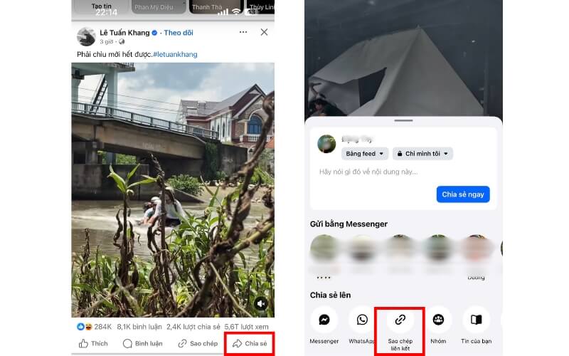 Cách sao chép link video Facebook trên điện thoại