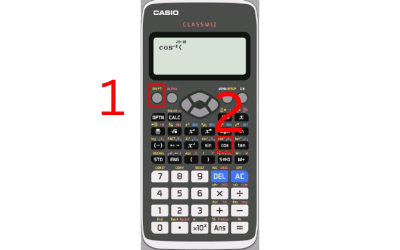 Cách tính cos trên máy tính Casio