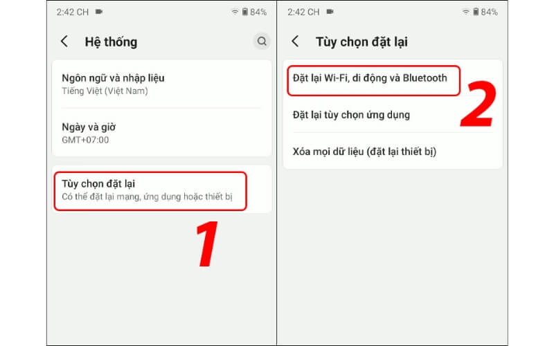 Cài đặt lại mạng trên Android
